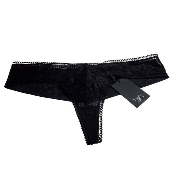 Thistle and Spire Eyelash Lace Mirage Thong Black Size XL 261603 Sheer - Picture 2 of 7